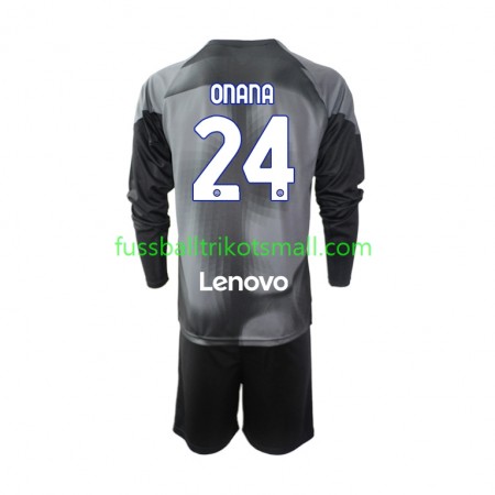 Fußballtrikots Inter Mailand Andre Onana 24 Torwart Kinder 2022-2023 Langarm Heimtrikotsatz kaufen